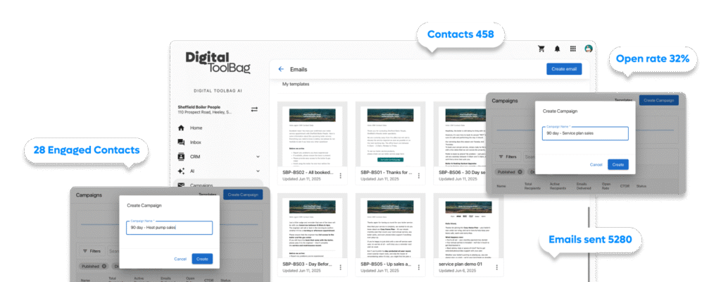 Digital Toolbag Email Campaigns AI - Plumbers content tool