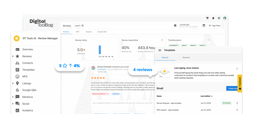 Digital Toolbag Review management AI - Plumbers content tool